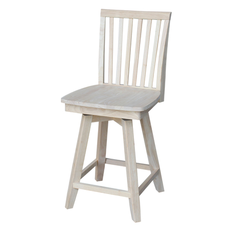 INTERNATIONAL CONCEPTS Mission Counter Height Stool, with Swivel, 24" Seat Height, Unfinished S-262SW